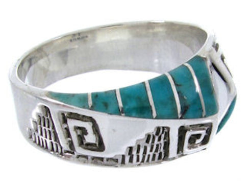 Southwestern Turquoise Inlay Jewelry Ring Size 6-3/4 BW68418